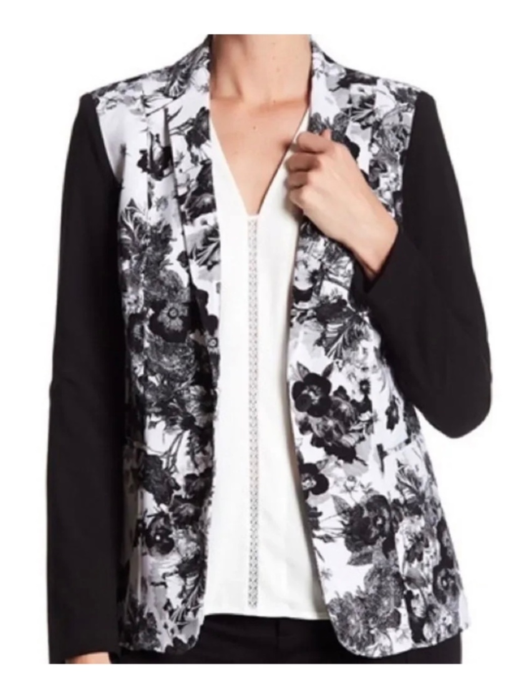 T Tahari floral mixed blazer